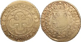 1704. Felipe V (1700-1746). Sevilla. 8 escudos. P. Cy 141. Au. 26,34 g. Algunas zonas flojas de acuñación. Rara. MBC. Est.2500.