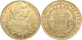 1780. Carlos III (1759-1788). Madrid. 4 escudos. PJ. Cy 54. Au. 13,54 g. Muy bella. Brillo Original. SC-. Est.900.