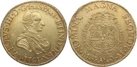 1761. Carlos III (1759-1788). México. 8 escudos. MM. Cy 57. Au. 27,09 g. Muy rara. EBC. Est.8000.