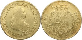 1768. Carlos III (1759-1788). Popayán. 8 escudos. J. Cy 56. Au. 26,92 g. MBC. Est.2500.