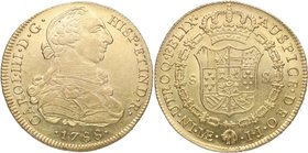 1788. Carlos III (1759-1788). Lima. 8 Escudos. IJ. Cy 54. Au. 27,05 g. Atractiva. Restos de Brillo Original. EBC+. Est.1900.