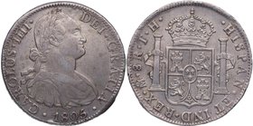 1805. Carlos IV (1788-1808). México. 8 Reales. TH. Cy 49. Ag. 27,00 g. Atractiva. Escasa. EBC-. Est.120.