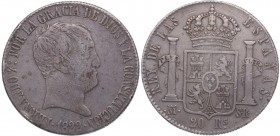 1822. Fernando VII (1808-1833). Madrid. 20 Reales. SR. Cy 231. Ag. 26,69 g. Escasa. MBC. Est.110.