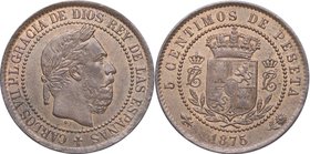 1875. Carlos VII. Oñate. 5 Céntimos. Cy 17457. Ae. 5,18 g. Atractiva. Bonito color. SC-. Est.150.
