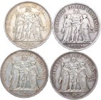 1877-1967. Francia. Lote de 4 monedas 10 francos. 1877K, 1965, 1966, 1967. Km 820.2 y 933. Ag. MBC a SC. Est.75.