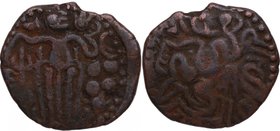 985-1014 AD. India. Imperio Chola. 1 Kasu. Cu . 4,25 g. MBC. Est.24.