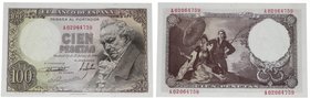 1946. Francisco Franco (1939-1975). Goya. 100 Pesetas. Serie A. Ed 451a. SC-. Est.100.
