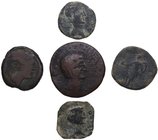 Lote de 5 monedas Ibéricas. Ases: Searo, Ursone e Ilippo (3). AB-1172, 1217 y 1109 (3. Ae. BC a MBC. Est.150.