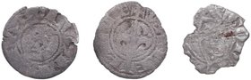 Lote de 3 dineros: Vic 1643 (cal- ), Felipe III Zaragoza (Cal-918), y Jaume I, diner de Tern. V (Cru-308). BC-. Est.25.