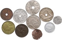 1927-1934. 10 monedas españolas ,2 dineros Jaime II, 50 céntimos centenario,50 céntimos y 1 peseta. Ag -Ni. A examinar. BC a MBC. Est.40.
