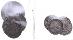 Lote de 10 monedas Centenario. 50 céntimos (5) (1880 (*80), 1904 *04, 1910 (10), 1926 (26), 1 peseta (2) (1883, 1900), 2 pesetas (1870 *73, y 1882 *82...