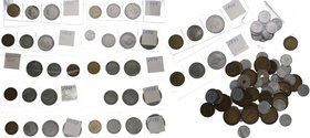 1944 a 1973. Lote de 106 monedas España. Valores Varios. A EXAMINAR. 10 céntimos (42), 25 céntimos (3), 1 Peseta (21), 2,50 pesetas (12), 5 pesetas (1...