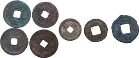 China. 7 monedas Bang Liang y Wu zhu. Hartil 7.17, 8.5, 8.8, 8.9, 10.17, 10.22 y por identificar. Cu . BC+ a MBC. Est.120.