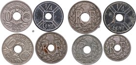 Francia- Indochina. 8 monedas de 5 (1917-1922) y 10 céntimos(1921-24-28 y 1939) y 1/4 cent Indochina (1942-43). MBC a SC. Est.60.