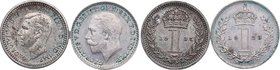 Gran Bretaña. Lote de 2 monedas Maundy Prooflike 1 Penny. 1923, 1937. Km 846. Ag. EBC+. Est.200.