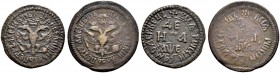 Peter I, 1682-1725 
 Denga 1700, Naberezhny Mint. Bitkin 1414 (R). Brekke 86 (50$). Rare. Denga 1705, Naberezhny Mint. Bitkin 3584 (R). Brekke 111 (2...