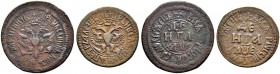Peter I, 1682-1725 
 Denga 1700, Naberezhny Mint. Bitkin 1400 (R). Brekke 83 (50$). Rare. Denga 1705, Naberezhny Mint. Bitkin 2587 (R). Brekke 111 (2...