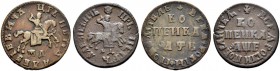 Peter I, 1682-1725 
 Kopeck 1705, Kadashevsky Mint, MД. Bitkin 3313. Brekke 166 (35$). Kopeck 1708, Kadashevsky Mint, MД. Bitkin -. Brekke 190 (25$)....