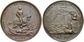 Peter I, 1682-1725 
 Copper medal ”BATTLE OF LEESNO, 28 SEPTEMBER 1708”, St. Petersburg Mint. 45.7 mm. 50.73 g. To Diakov 25.11. Very fine-extremely ...