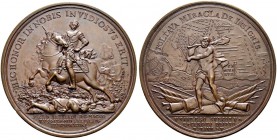 Peter I, 1682-1725 
 Copper medal ”BATTLE OF POLTAVA, 27 JUNE 1709”, St. Petersburg Mint. 65.7 mm. 115.14 g. To Diakov 27.10. Rare. Almost uncirculat...
