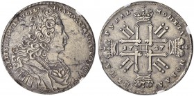 Peter II 
 Rouble 1727, Red Mint. 27.62 g. Bitkin 26. 3 roubles acc. To Petrov. Planchet defects on obverse. NGC VF35.
 
 Рубль 1727 г, Красный МД....