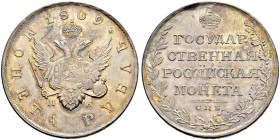 Alexander I 
 Rouble 1809, St. Petersburg Mint, MK. 20.88 g. Bitkin 74. Severin 2593. 3 roubles according to Petrov.
 2 roubles according to Trapezn...