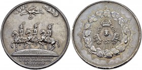 Alexander I 
 Silver medal ”PEACE OF PARIS 1814”. 43.58 g. Diameter 52.4 mm. Diakov 377.3 (R3). Rare. Nice toning. Small rim nick. Almost extremely f...