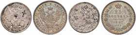 Alexander I 
 20 Kopecks 1823, St. Petersburg Mint, ПД. Bitkin 209 (R1) var. Rare. 3 roubles acc. To Iljin. Old ink marks. 25 Kopecks 1847, St. Peter...