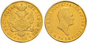 Alexander I 
 Mintage for Poland / Монеты для Польши 
 50 Zlotych 1821, Warsaw Mint, IB. 9,77 g. Bitkin 809 (R1). Very rare. 25 roubles acc. To Ilji...