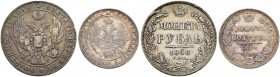 Nicholas I 
 Rouble 1840, St. Petersburg Mint, HГ. Bitkin 190. Poltina 1848, St. Petersburg Mint, HI. Bitkin 261. Various conditions. (2) Рубль 1840,...
