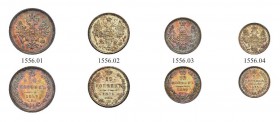 Nicholas I 
 5 Kopecks 1853, St. Petersburg Mint, HI. Bitkin 412. 10 Kopecks 1853, St. Petersburg Mint, HI. Bitkin 382. 20 Kopecks 1859, St. Petersbu...