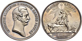 Alexander II 
 Silver medal ”700TH ANNIVERSARY OF INTRODUCTION OF CHRISTIANITY TO FINLAND. 1857”, St. Petersburg Mint. 72.31 g. Diameter 56.5 mm. Dia...