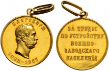 Alexander II 
 Gold award medal &quot;FOR EFFORTS IN ORGANISING MILITARY FACTORY WORKERS&quot;, 1863-1867. Dies by N. Prokofiev. Diameter 29.4 mm. 19...