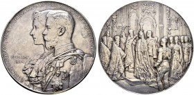 Nicholas II 
 Silver medal ”Wedding of Nicholas II and Alexandra Feodorovna”, 1894, St. Petersburg Mint. 70.7 mm.
 187.43 g. Diakov 1164.1 (R3). Rar...