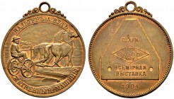 Nicholas II 
 Copper jeton, devoted to the world exhibition in Saint-Louis, 1904. 9.52 g. Uncirculated. Медный жетон, посвящённый всемирной выставке ...