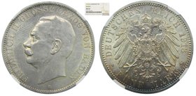 Alemania.Baden. 5 Mark. 1913 G. Friedrich II. (km#281). German States. NGC MS62.
Grado: MS62