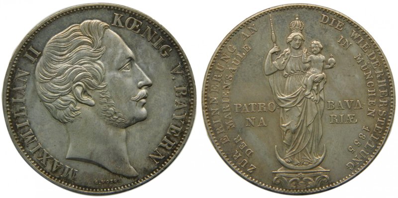 Alemania. Bavaria Bayern. 2 Gulden. 1855. Maximilian II. 21,15 gr Ag. (km#848). ...