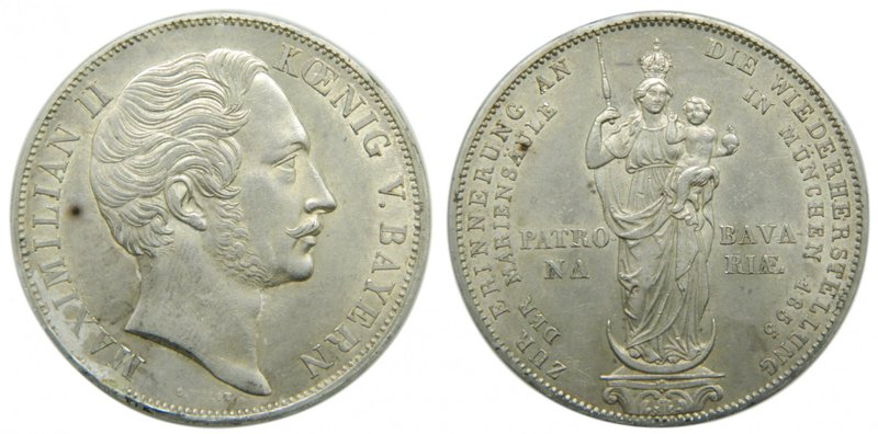 Alemania. Bavaria. 2 Gulden. 1855 Maximilian II. (km#848). 21,26 gr Ag. 
Grado:...