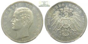 Alemania. Bavaria. 5 Mark. 1913 D. Otto. (km#915). German States. NGC MS63.
Grado: MS63