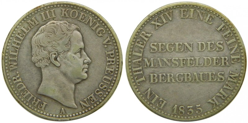 Alemania. Prussia. 1 Taler. 1835 A. Friederich Wilhelm III ( 1797-1840). 22, gr ...