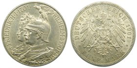 Alemania. Prussia. 5 Mark. 1901 A. Wilhelm II. 200 Years Anniversary. (km#526). German States. 27,85 gr Ag. 
Grado: sc
