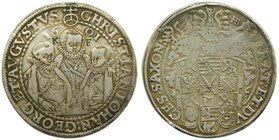 Alemania. Saxony. Taler. 1601. (Christian I, Johann Georg and August, 1591-1601). (Dav.9820) Ag 28,80 gr. Thaler (resellos en anverso K F). Rayitas en...