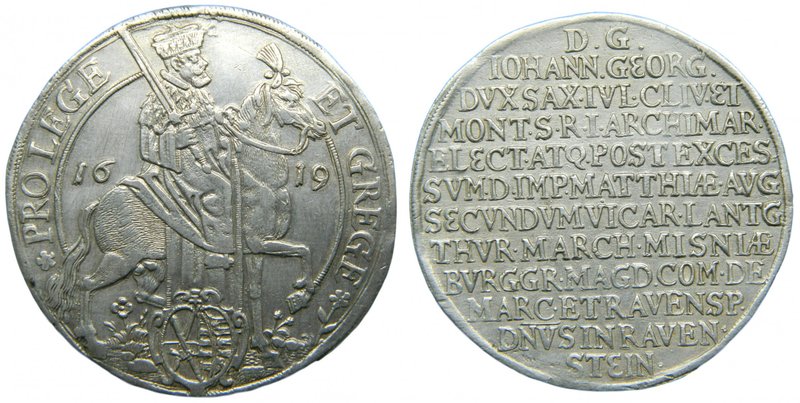 Alemania. Saxony. Taler. Johann Georg I. 1611-1656. AR Thaler. Dresden. 1619. (D...