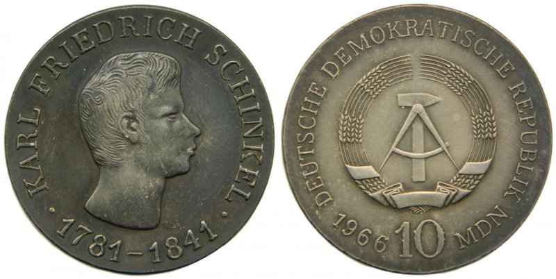 Alemania. Democratic Republic. 10 mark. 1966. Germany. 125 Th Anniversary - deat...