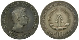 Alemania. Democratic Republic. 10 mark. 1966. Germany. 125 Th Anniversary - death of Karl Friedrich 17 gr Ag. (km#15.1).
Grado: sc