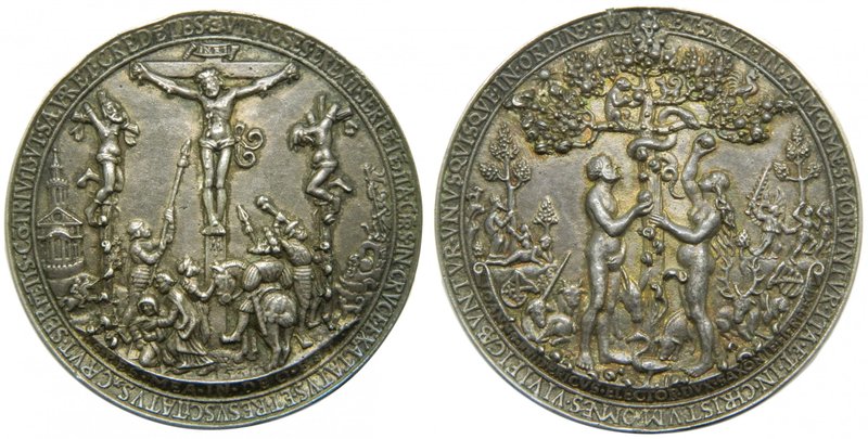Alemania. 1536. Germany. Medal 1536. The Fall of Man and the Crucifixion, Silver...