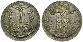Alemania. 1536. Germany. Medal 1536. The Fall of Man and the Crucifixion, Silver Medal, by Hans Reinhart the Elder, 1536, Adam and Eve at the Tree of ...