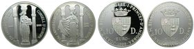 Andorra. 2 monedas de 10 diners. 1999. (km#153 y 154). Ag 31,47 gr. 925 mls cada una. 50 Aniversario del consejo de Europa. 50th Anniversary - Europea...