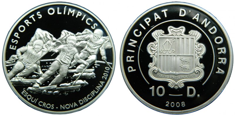 Andorra. 10 diners. 2008. (km#273). Ag 28,28 gr. 925 mls. Esports Olímpics. Esqu...