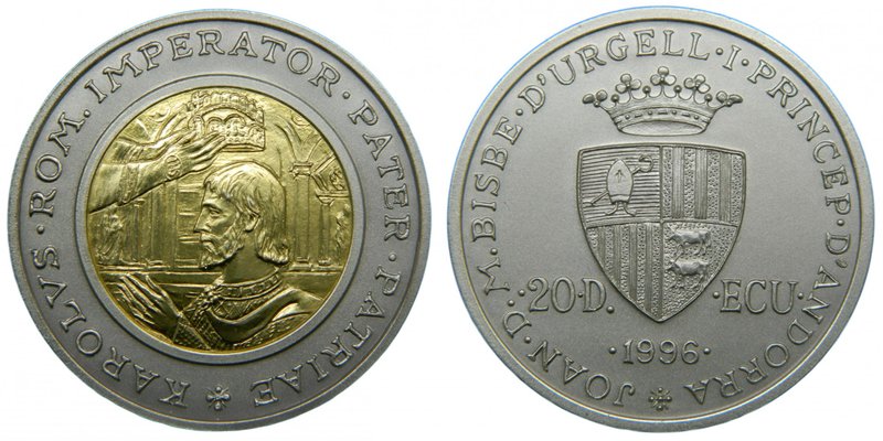 Andorra. 20 diners. 1996. (km#122). Ag 25 gr., 925 mls. (Au 1,6 gr., 917 mls.) C...